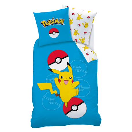 Parure de lit imprimée 100% coton, pokemon pokéball Bleu 3 - vertbaudet enfant 