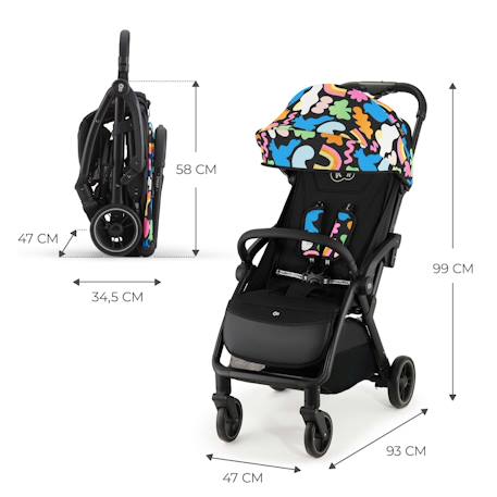 Poussette Légère voyage, pliage automatique, jusqu'à 24 kg - Apino Beige+Gris+Multicolore 18 - vertbaudet enfant 