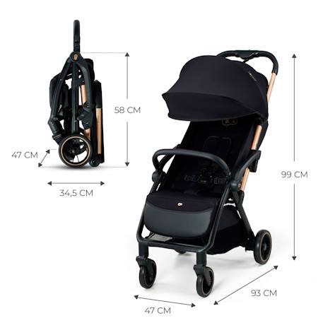 Poussette Kinderkraft APINO légère et compacte avec pliage automatique, dossier inclinable et roues increvables Gris+Noir 6 - vertbaudet enfant 