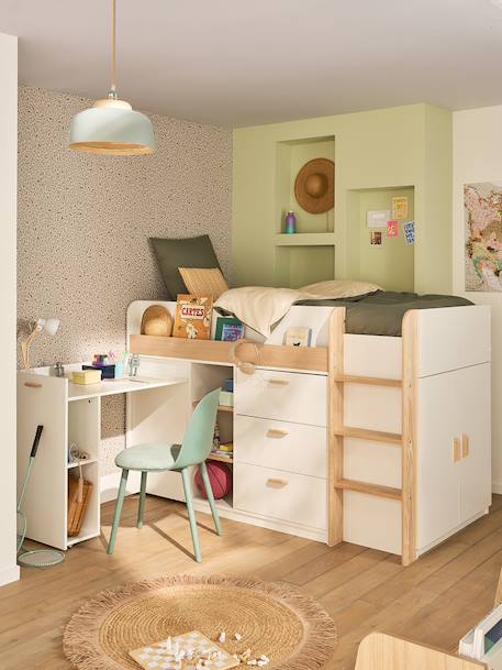Lit enfant mi-hauteur studio 90x190cm +bureau blanc 2 - vertbaudet enfant 