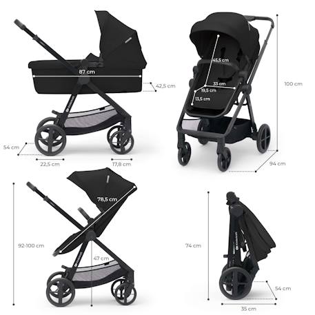 Poussette NEWLY 4 en 1 avec Siège 2 en 1 Transformable, MINK PRO i-Size, Travel System et Pliage Facile Beige+Gris+Noir 18 - vertbaudet enfant 