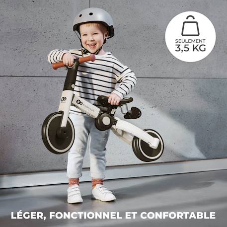 Tricycle Kinderkraft 4TRIKE Pliant 3 en 1 avec Draisienne, Tricycle à Pédales, Selle Réglable et Cadre Aluminium Grey+Honey 3 - vertbaudet enfant 