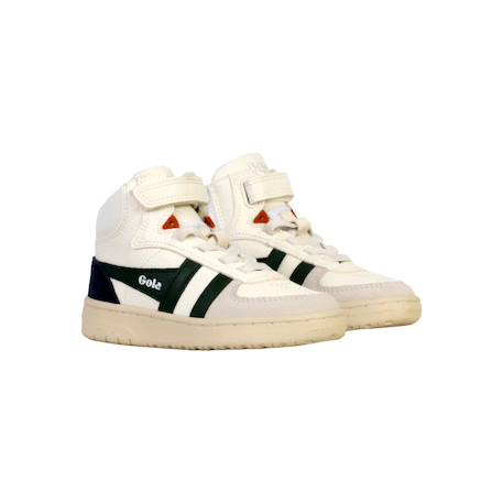 Baskets montantes  à scratch Blanc+Blanc cassé+Blanc Rouge+Blanc vert marine 19 - vertbaudet enfant 