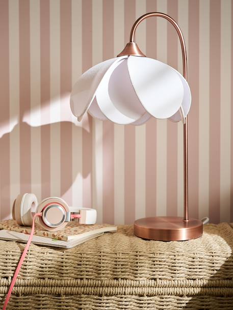 Lampe à poser abat-jour fleur pied métal beige 1 - vertbaudet enfant 