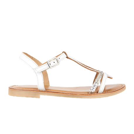 Sandales en cuir  à brides Blanc argent 1 - vertbaudet enfant 