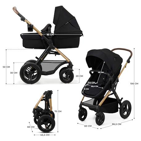 Poussette 3 en 1 Kinderkraft MOOV 2 AIR avec Siège 2 en 1 Transformable, Roues Gonflables et MINK PRO i-Size Inclus Beige+Gris+Gris anthracite+Noir 24 - vertbaudet enfant 