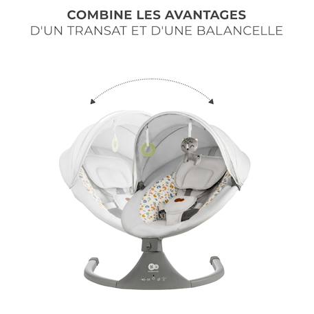 Balançoire transat bébé électrique 2en1 LUMI 2 - avec musique Gris clair 4 - vertbaudet enfant 