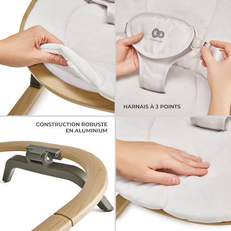 Balancelle-Transat Bébé Kinderkraft ELSU 2 en 1 avec Dossier Réglable, Moustiquaire, Auvent et Harnais 3 Points Grey 5 - vertbaudet enfant 