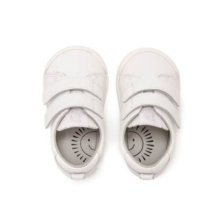 Sneakers filles cuir fermeture adhésive barefoot Blanc - Gris 4 - vertbaudet enfant 