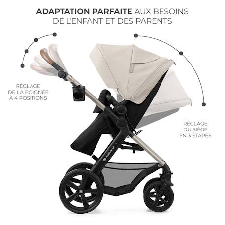 Poussette Kinderkraft MOOV 2 3 en 1 avec Siège 2 en 1 Transformable, MINK PRO i-Size, Travel System et Roues Increvables Beige+Gris+Noir 11 - vertbaudet enfant 