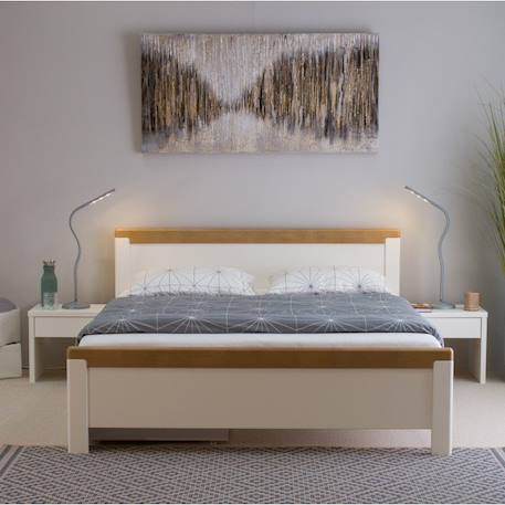 Lit avec chevets pin massif  andréas Blanc bois 2 - vertbaudet enfant 