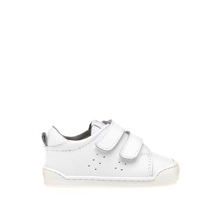 Sneakers filles cuir fermeture adhésive barefoot Blanc - Gris 1 - vertbaudet enfant 