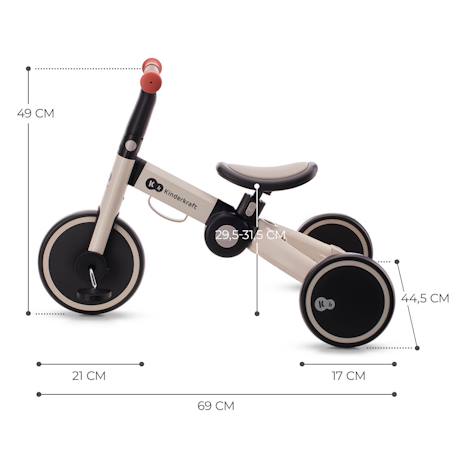 Tricycle Kinderkraft 4TRIKE Pliant 3 en 1 avec Draisienne, Tricycle à Pédales, Selle Réglable et Cadre Aluminium Grey+Honey 6 - vertbaudet enfant 