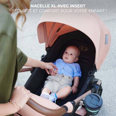Poussette Kinderkraft MOOV 2 3 en 1 avec Siège 2 en 1 Transformable, MINK PRO i-Size, Travel System et Roues Increvables Beige+Gris+Noir 2 - vertbaudet enfant 