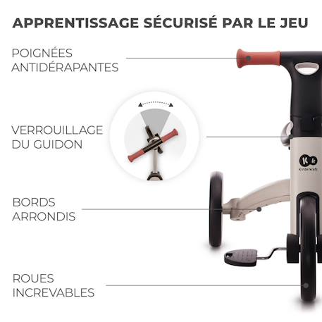 Tricycle Kinderkraft 4TRIKE Pliant 3 en 1 avec Draisienne, Tricycle à Pédales, Selle Réglable et Cadre Aluminium Grey+Honey 5 - vertbaudet enfant 