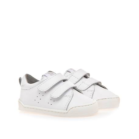 Sneakers filles cuir fermeture adhésive barefoot Blanc - Gris 5 - vertbaudet enfant 