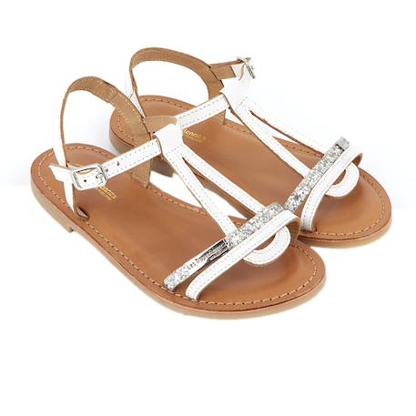 Sandales en cuir  à brides Blanc argent 3 - vertbaudet enfant 
