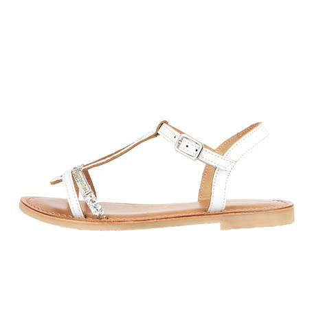 Sandales en cuir  à brides Blanc argent 2 - vertbaudet enfant 
