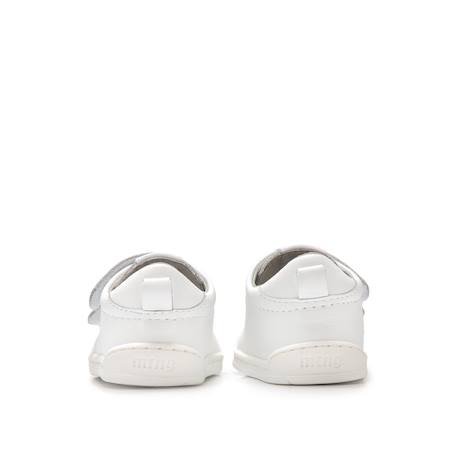Sneakers filles cuir fermeture adhésive barefoot Blanc - Gris 3 - vertbaudet enfant 