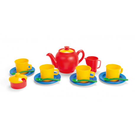 Dinette service à thé - 17 pièces en filet Vert, rouge, jaune et bleu 1 - vertbaudet enfant 