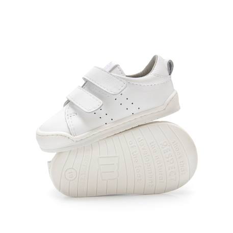 Sneakers filles cuir fermeture adhésive barefoot Blanc - Gris 6 - vertbaudet enfant 