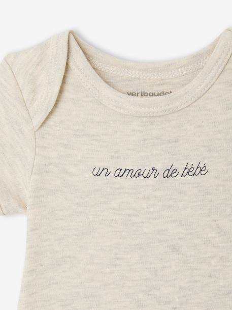 Lot 5 bodies bébé manches courte écru 8 - vertbaudet enfant 