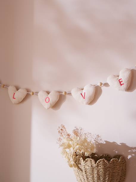 Guirlande coeurs en gaze de coton écru 1 - vertbaudet enfant 