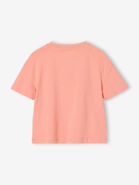 Tee-shirt fille motif poitrine manches courtes abricot+rose bonbon+rouge 3 - vertbaudet enfant 