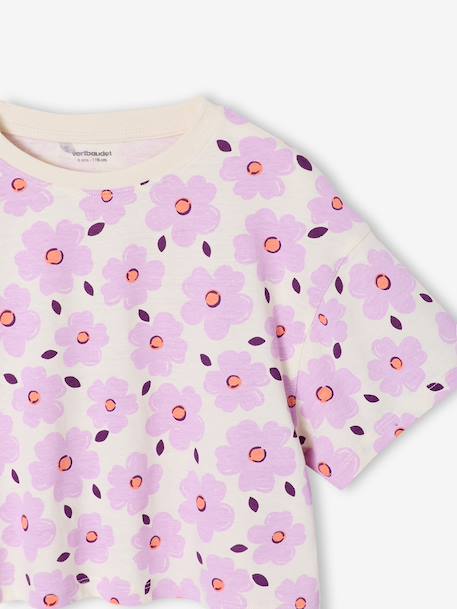 T-shirt fille cropped manches courtes beige+écru+rayé violet+rose poudré 10 - vertbaudet enfant 