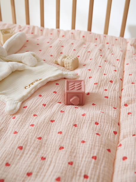 Tapis de sol / Fond de parc gaze de coton MON COEUR rose imprimé 8 - vertbaudet enfant 