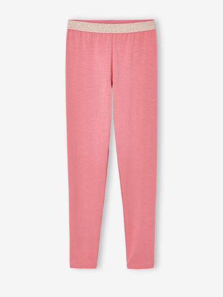 Legging fille ceinture irisée Basics gris chiné+marine grisé+mauve+noir+vert sauge+vieux rose 21 - vertbaudet enfant 