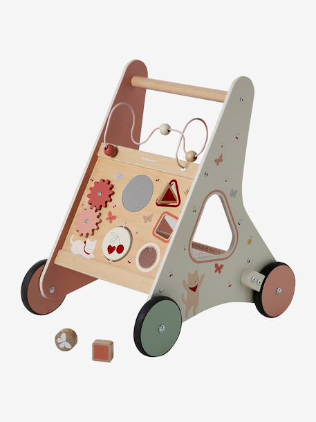 Chariot de marche avec freins en bois FSC® Cherry+Green Forest+Tanzanie 4 - vertbaudet enfant 