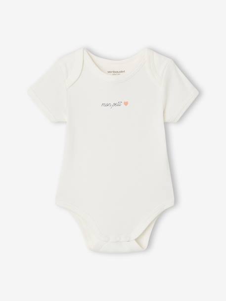 Lot 5 bodies bébé manches courte écru 4 - vertbaudet enfant 