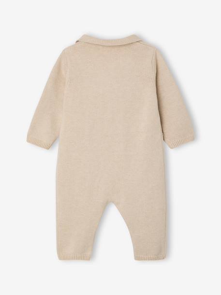 Ensemble bébé combinaison tricot et bandana beige chiné 4 - vertbaudet enfant 