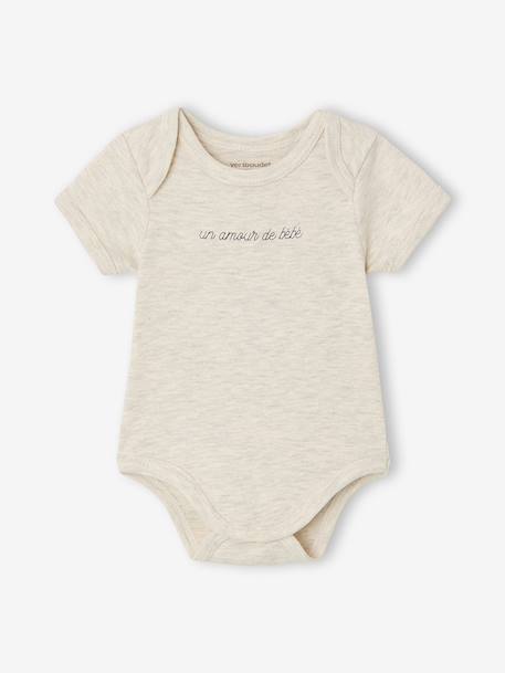 Lot 5 bodies bébé manches courte écru 2 - vertbaudet enfant 