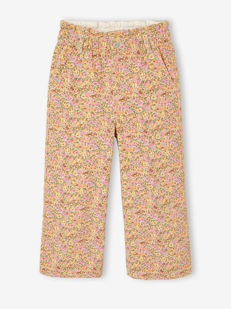 Pantalon fille large imprimé Fleurs multicolore+Léopard beige+vanille+Zébré chocolat 1 - vertbaudet enfant 