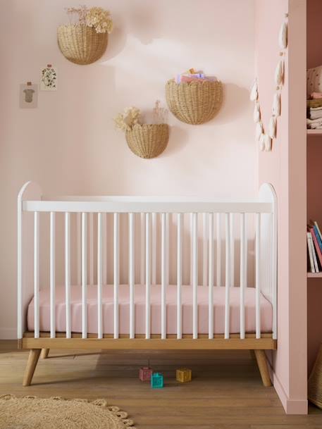 Lit bébé à barreaux CONFETTI blanc+vert 1 - vertbaudet enfant 
