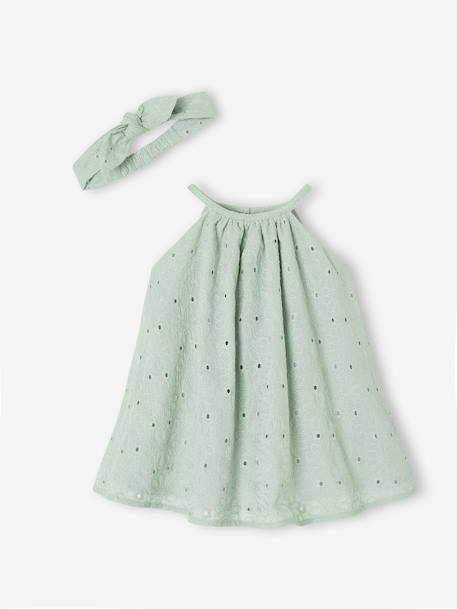 Robe broderie anglaise accessoire assorti vert sauge 2 - vertbaudet enfant 