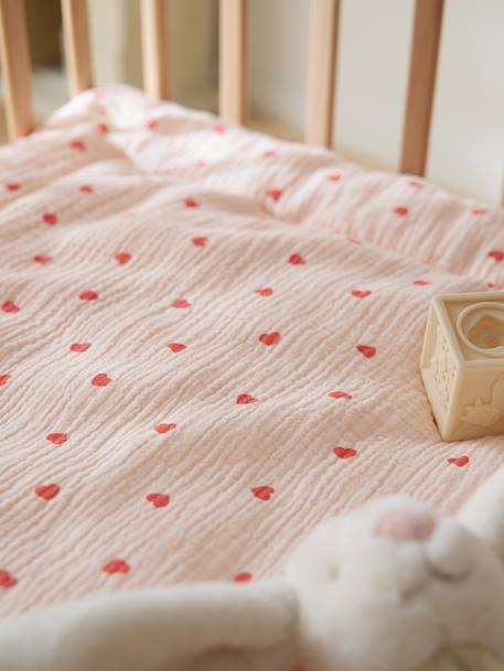 Tapis de sol / Fond de parc gaze de coton MON COEUR rose imprimé 9 - vertbaudet enfant 