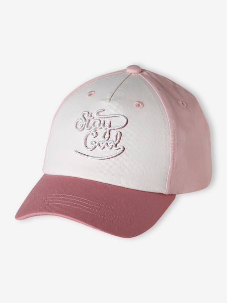 Casquette enfant fille coton brodée vieux rose 3 - vertbaudet enfant 