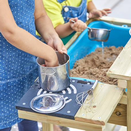 Cuisine extérieure premier âge early fun bois fsc® Marron - bleu - noir 2 - vertbaudet enfant 