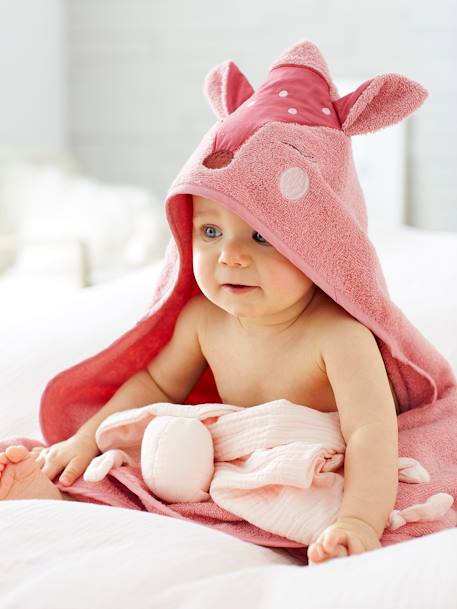Bébé-Cape de bain et gant de toilette Biche