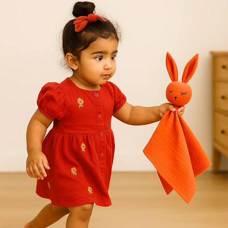 Doudou lange en coton bio Beige+Blanc+Fraise+Rose+Vert 16 - vertbaudet enfant 