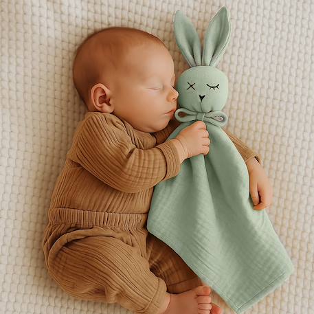 Doudou lange en coton bio Beige+Blanc+Fraise+Rose+Vert 26 - vertbaudet enfant 