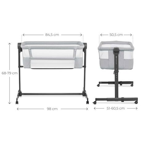 Lit Cododo Kinderkraft NESTEE UP 2 2 en 1 avec 5 Niveaux de Hauteur, Matelas Inclus, Roues avec Frein et Inclinaison Beige+Grey+Gris/clair 12 - vertbaudet enfant 