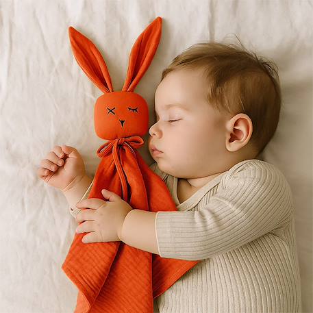 Doudou lange en coton bio Beige+Blanc+Fraise+Rose+Vert 17 - vertbaudet enfant 