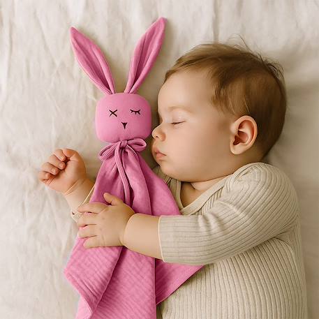 Doudou lange en coton bio Beige+Blanc+Fraise+Rose+Vert 20 - vertbaudet enfant 
