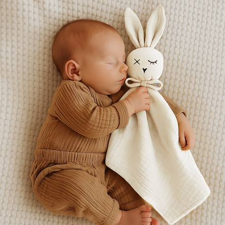 Doudou lange en coton bio Beige+Blanc+Fraise+Rose+Vert 8 - vertbaudet enfant 