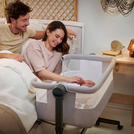 Lit Cododo Kinderkraft NESTEE UP 2 2 en 1 avec 5 Niveaux de Hauteur, Matelas Inclus, Roues avec Frein et Inclinaison Beige+Grey+Gris/clair 3 - vertbaudet enfant 