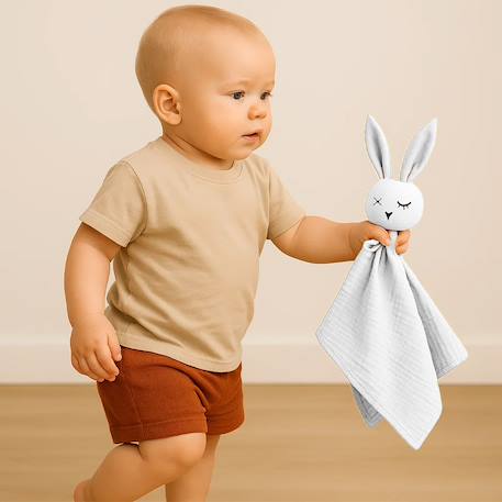 Doudou lange en coton bio Beige+Blanc+Fraise+Rose+Vert 11 - vertbaudet enfant 